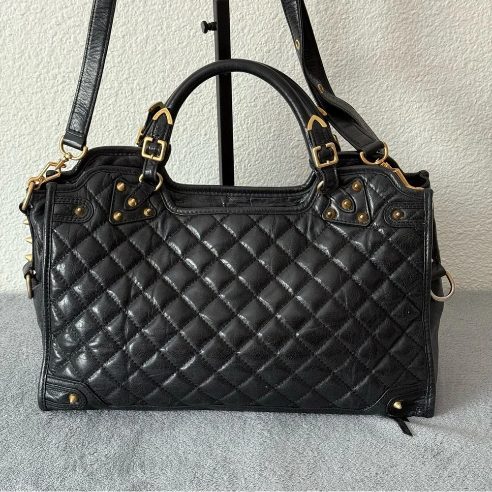 Rebecca Minkoff Quilted Leather Desired Satchel/Crossbody Bag Studded
